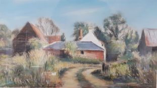 "Farm at Winkfield", a pastel by Christopher Smith, signed, framed and glazed, (33x45 cm).