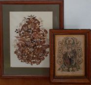 A print and a leafwork, (39x29 cm largest). (2)