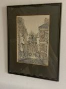 Douglas A Heald (English), a hand-coloured print of 'Peter's Gate York', signed and titled, framed