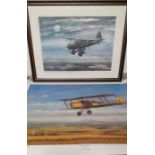 After E.A. Mills, "Early days", depicting a tiger moth biplane, signed and numbered 311/500, (54.