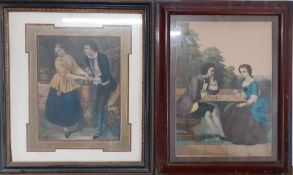 A pair of 19th century prints, framed and glazed, (35x25 cm largest). (2)