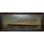 A large plaque by Country Corner depicting the "TITANIC" in relief with hand painted detail, label