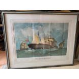 After Edwin Weedon (1819-1873) British, 'The Great Eastern', a chromolithograph framed and