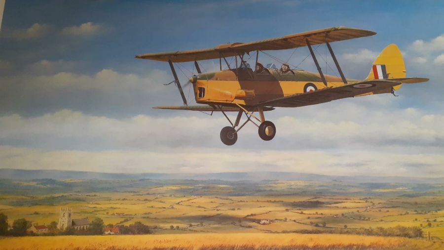 After E.A. Mills, "Early days", depicting a tiger moth biplane, signed and numbered 311/500, (54. - Image 5 of 6