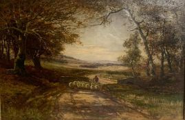 Attributed to John Hamilton Glass (act.1890-1925) Scottish, 'A shepherd and his sheep', signed,