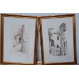 "Eze Village", a pair of etchings, signed 'Michel Perreard' in '84 and 85 and numbered 56/125 and