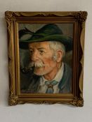 20th century German school, 'Portrait of a man in a traditional costume', illegibly signed and