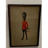 A Queen's guard official, signed with monogram, gouache, framed and glazed (47cm x 33cm) .