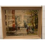 A painting signed: 'Lujo' (Lujo Bezeredi ?), 'Montmatre street', within a frame (58cm x 48cm).