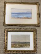 A pair of seascapes, one illegibly signed, watercolours, framed and glazed, (largest 50cm x