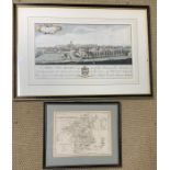 Two prints of maps, including one of Nottingham, framed and glazed, (42cm x 24cm). (2)