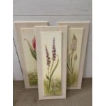 A set of three floral hardwood pictures (83cm x 32cm)