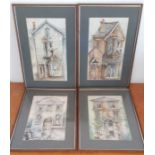 A group of four watercolours signed: 'Danielle' in '85, framed and glazed, (33x19.5 cm). (4)