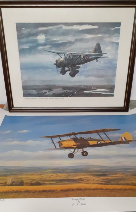 After E.A. Mills, "Early days", depicting a tiger moth biplane, signed and numbered 311/500, (54. - Image 4 of 6