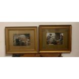 A pair of German scene, 20th century, signed and dated 1906, within a gilded framed, (25cm x