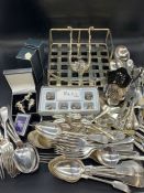 A selection of silver plated items to include cutlery