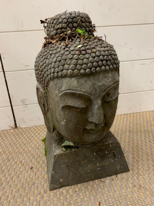 A stone buddha head (H40cm) - Image 4 of 5