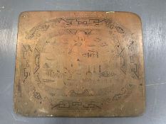 Two Georgian copper printing plate engraving of Chinese willow pattern platters and plate for