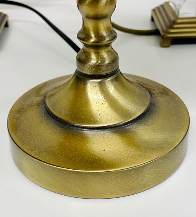 A pair of brass and glass effect lamps and one other - Image 6 of 6