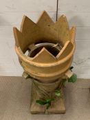 A pair of reclaimed crown chimney pots (H95cm Dia35cm)