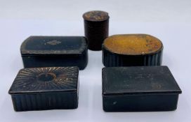 A Selection of five various antique snuff boxes