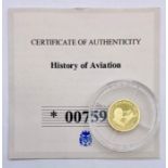 A 0.5g 14ct (585) proof gold coin Supermarine Spitfire