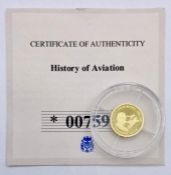 A 0.5g 14ct (585) proof gold coin Supermarine Spitfire