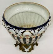 A large Anglo china England pot on brass stand AF