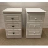 A pair of three drawer bedsides (H68cm Sq39cm) ( handles are different)