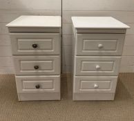 A pair of three drawer bedsides (H68cm Sq39cm) ( handles are different)