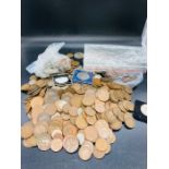A large quantity, about five kilos of British pre-decimal coins fathings to crowns
