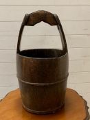 A wooden rice bucket or pail (H60cm Dia34cm)