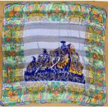 A Vintage Jean-Louis Scherrer scarf in an Elephant and Mahout design