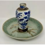 A Late 19th / Early 20th Chinese vase (17cm H) along with an Oriental bowl (25cm diameter)