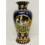 A blue and gilt vase