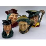 Four toby jugs, Pied Piper, The Colonel, Jolly Roger, etc