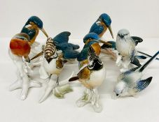 A selection of china bird figures stamped to base