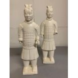 Two reproduction of terracotta warriors possibly resin (H48cm W15cm)