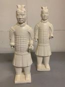 Two reproduction of terracotta warriors possibly resin (H48cm W15cm)