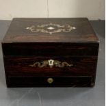 A Victorian workbox, rosewood with pearl inlay AF