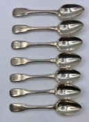 Seven William Bateman crested silver teaspoons dated 1819. (168g)