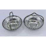 Pair of pierced silver baskets, hallmarked for Birmingham 1909 by William Hair Haseler; W H