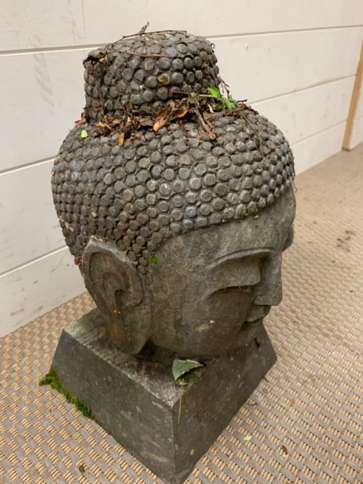 A stone buddha head (H40cm) - Image 3 of 5