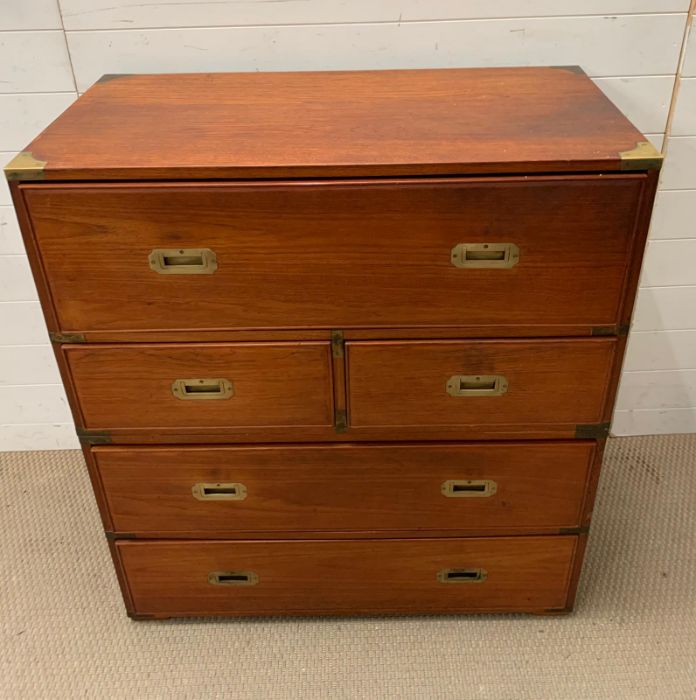 A military campaign chest on chest (H107cm W92cm D45cm) - Image 3 of 6