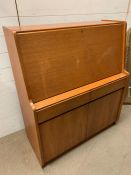 A Mid Century bureau with pigeon holes and dropdown writing slope (H108cm W92cm D40cm)