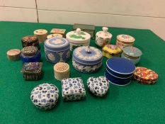 A selection of trinket china boxes/pots