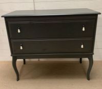 Two drawer chest of drawers with white drop handles (H88cm W100cm D45cm)