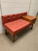 A Mid Century hall bench with side table or telephone table (H60cm W100cm D47cm)