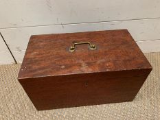 A mahogany box with brass handles 40 L x 22 D x 22 H