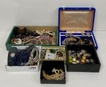 A substantial box of costume jewellery to include necklaces, hair clips, earrings, necklaces etc